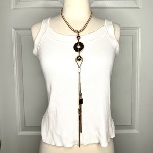 Gold Tone Metal Modernist Contemporary Necklace Length 46”